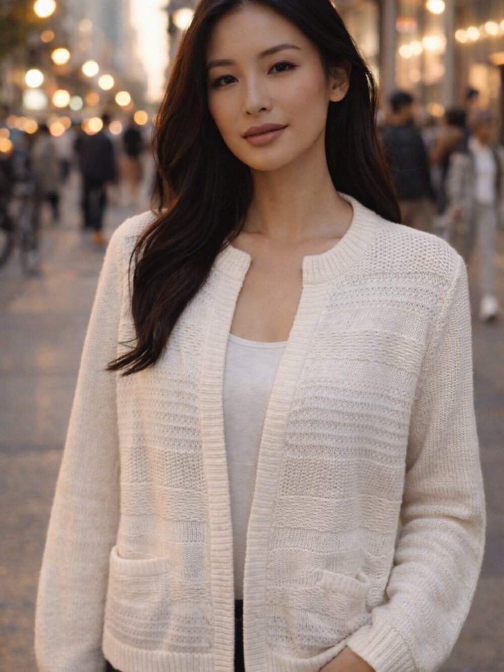 Banana Republic White Open Front Cardigan Sweater XL